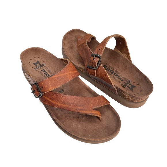 MEPHISITO Helen Toe Loop Light Brown Leather Sandals, Women’s Size 38/7.5-8 - Picture 8 of 9